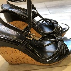Black Patent Aldo Wedges size 6